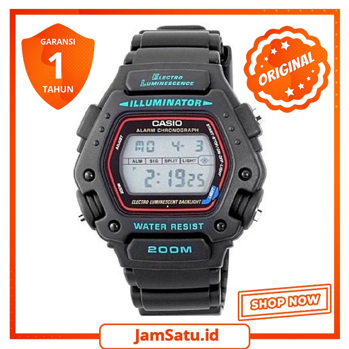 JAM TANGAN PRIA SPORT CASIO ORIGINAL COWOK ADVENTURE HITAM DIGITAL BLACK LIGHT