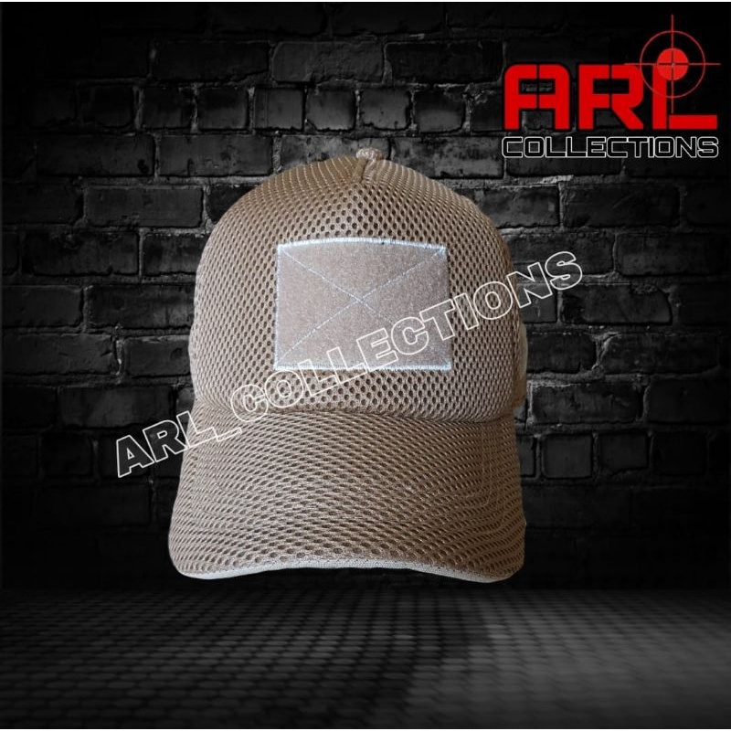 topi jala army double mes cream tua / topi jaring velcro tactical