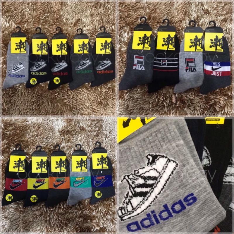 (Min 3pcs @8.000) Kaos kaki sport tebal 3/4 branded socks