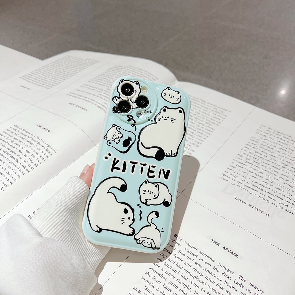 Case Pelindung Motif Kucing Bahan TPU Untuk iPhone 11 13pro 13prm 12 7Plus xs 8Plus XR 7 8 XR 11pro xs Max 12Pro Max