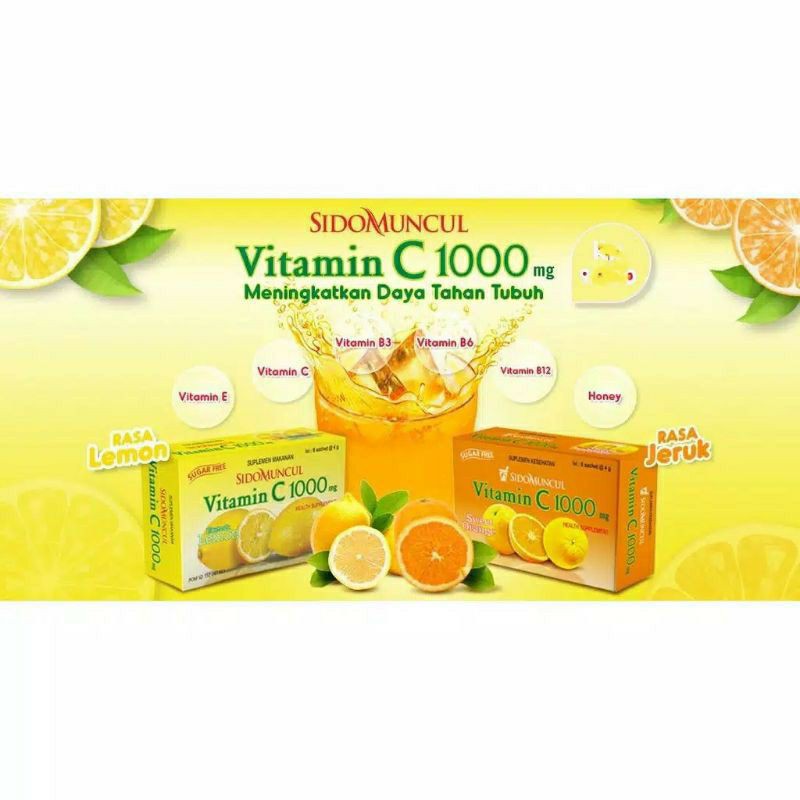 Vitamin C 1000 Sidomuncul Serbuk Jeruk multi fitamin Jaga Daya Tahan Tubuh