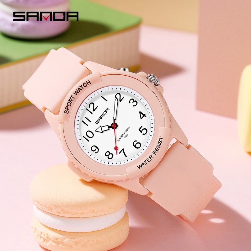 SANDA 6018 Jam Tangan Wanita Analog Tali Rubber Luminous Anti Air WATCHKITE WKOS