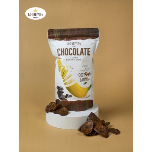 Keripik Pisang Good Living Chocolate 55gr - Banana Chips Chocolate 55g