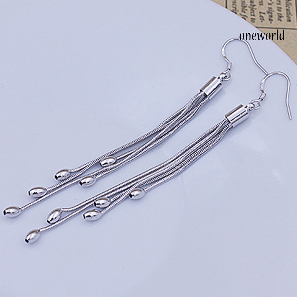 OW@ Ear Hook Stylish Eye-catching Long Tassel Long Tassel Drop Dangle Hook Earrings for Wedding Party Prom