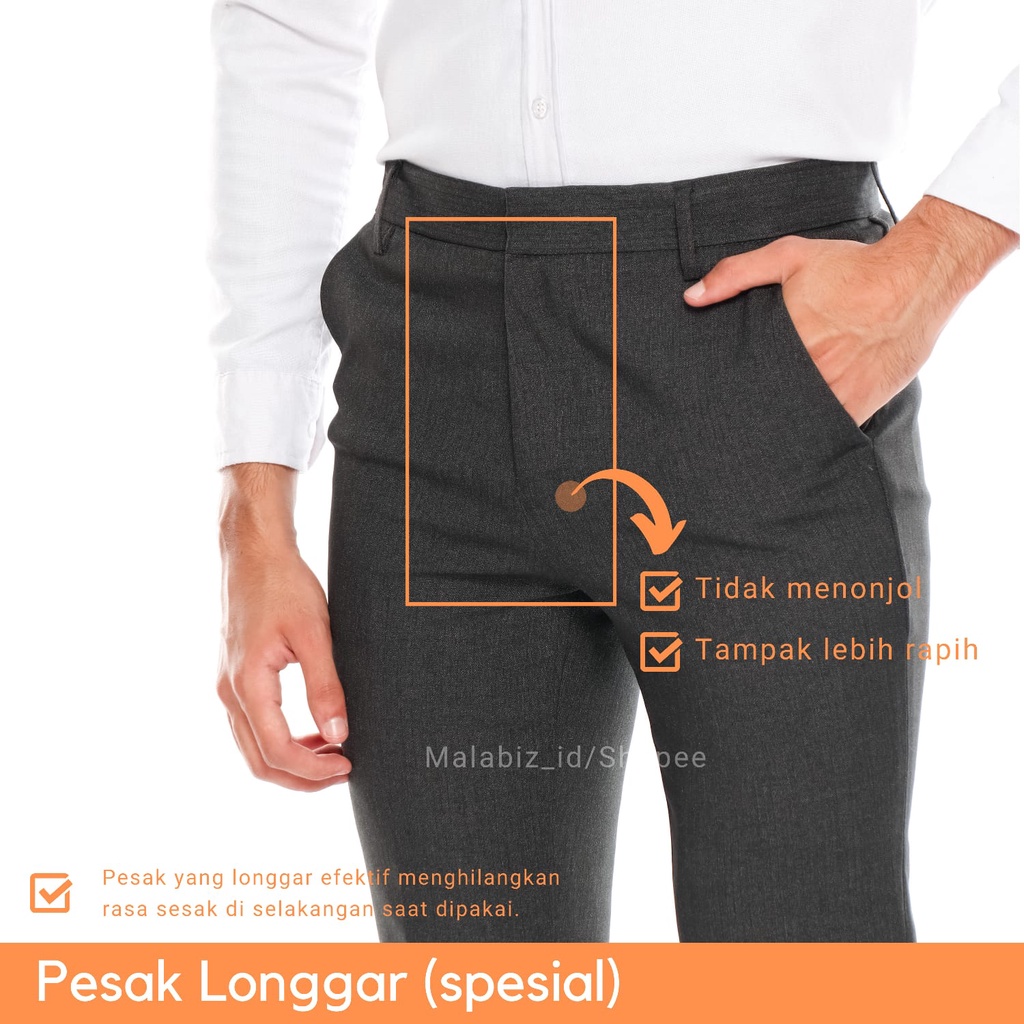 ABU GELAP PEKAT - THE ARMOR - Celana Pria Bahan Dasar Wool Formal Untuk Kerja Kantoran slimfit