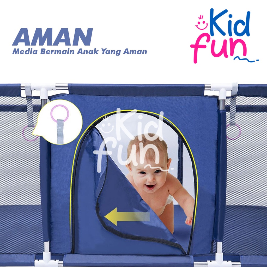 KidFun - Pagar Pengaman Baby keranjang Kolam Mandi Bola Model Playpen Tenda Anak Segi Panjang Ring Basket Pembatas Pagar Bayi 170*113*60