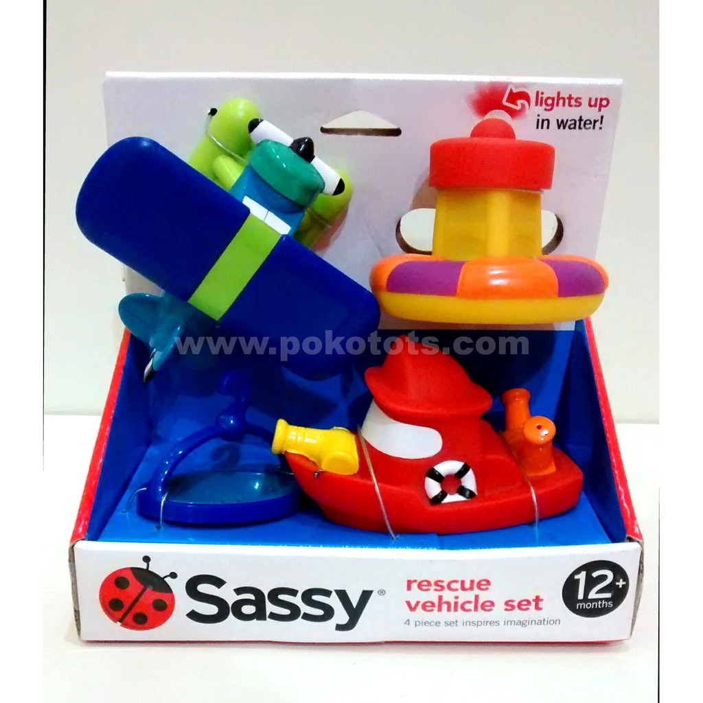 Sassy Baby Rescue Vehicle Set Bath Time Toys Mainan Mandi