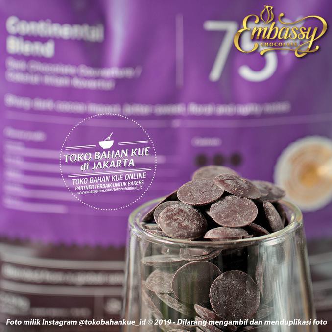 

31.87-Kue- Embassy Chocolate - Continental 75% 2,5Kg Dark Couverture Coklat Tulip -Terlengkap-