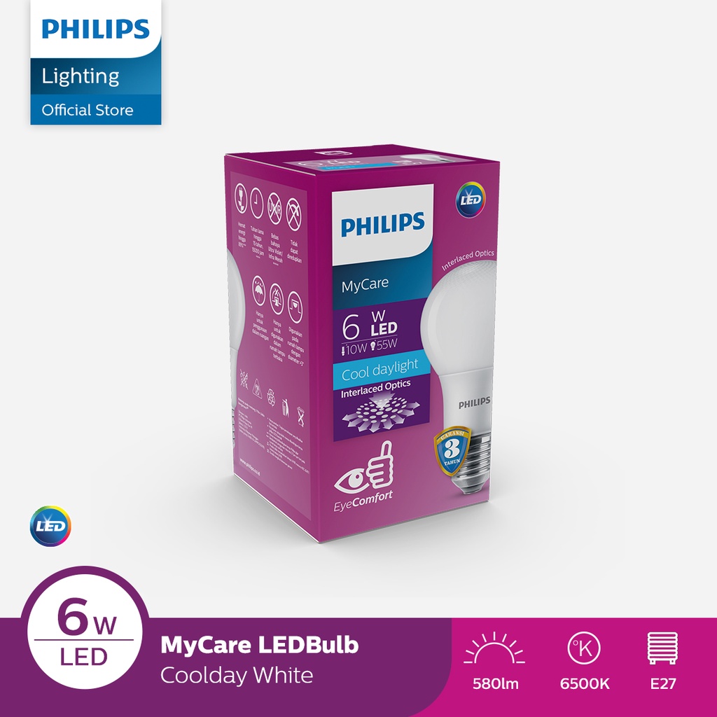 Philips MyCare LEDBulb 6W E27 6500K 230V Putih