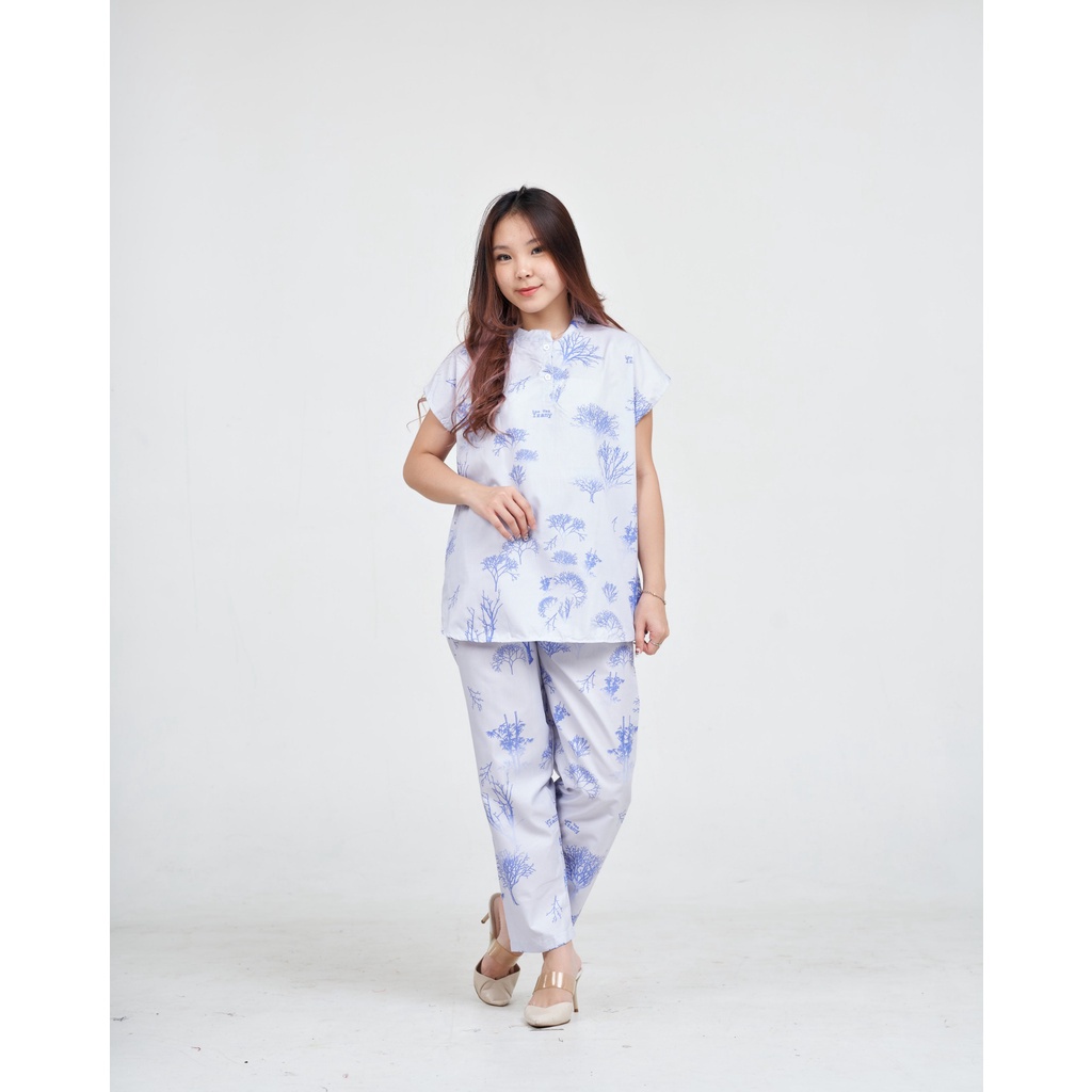 IZANY Piyama Dewasa Daily Set / One Set Aeon all size Lengan Pendek Allsize-FALLEN TREE GREY