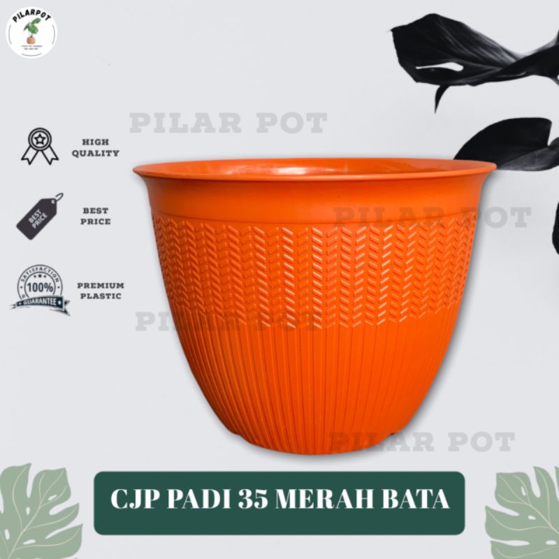 pot bunga tanaman cjp padi 35cm merah bata - CJP PADI 35 MERAH BATA