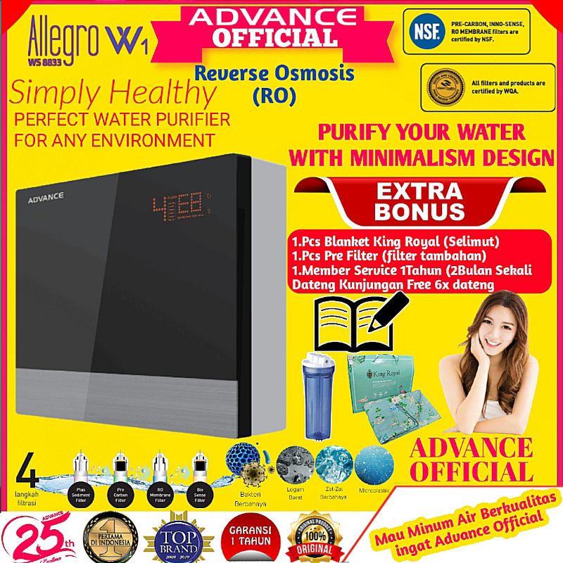 Water Filter Advance Allegro W1 Penyaringan Air Minum Water Purifier Ro Filter Saringan TANPA Galon