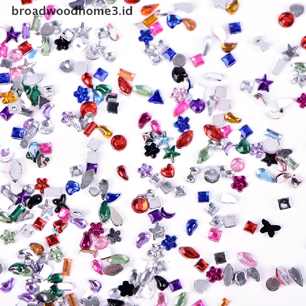 2000pcs / Set Berlian Imitasi 3d Bahan Akrilik Untuk Nail Art Manicure