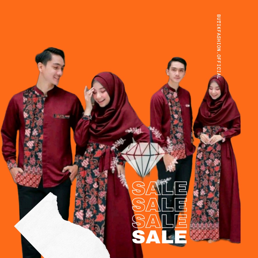Gamis Couple Brilliant set hijab / gamis couple pasangan / couple muslim / kapel muslim kondangan Ba