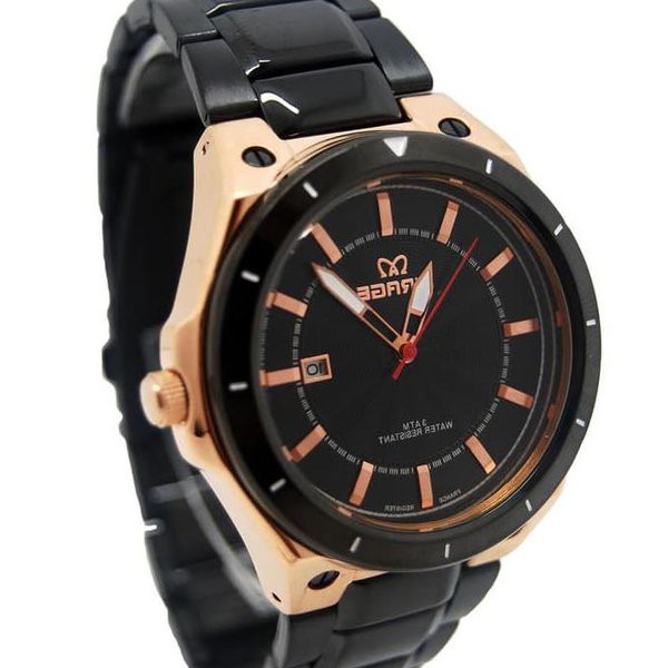 Jam Tangan Pria Mirage Original 7569 Hitam Rosegold Stainless Steel 3 ATM