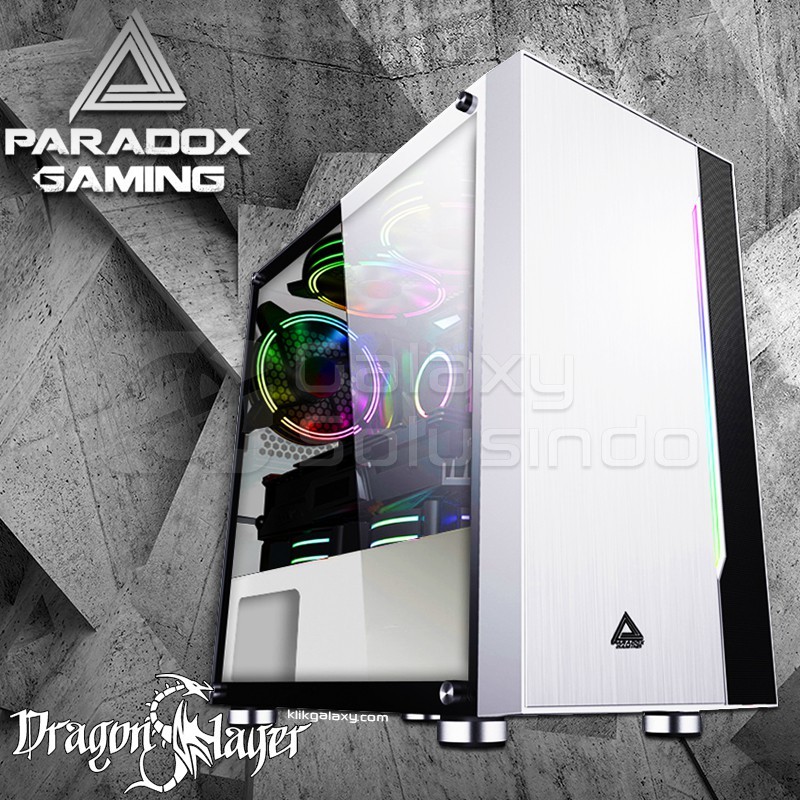 Paradox Dragon Slayer White Tempered Glass Gaming Case