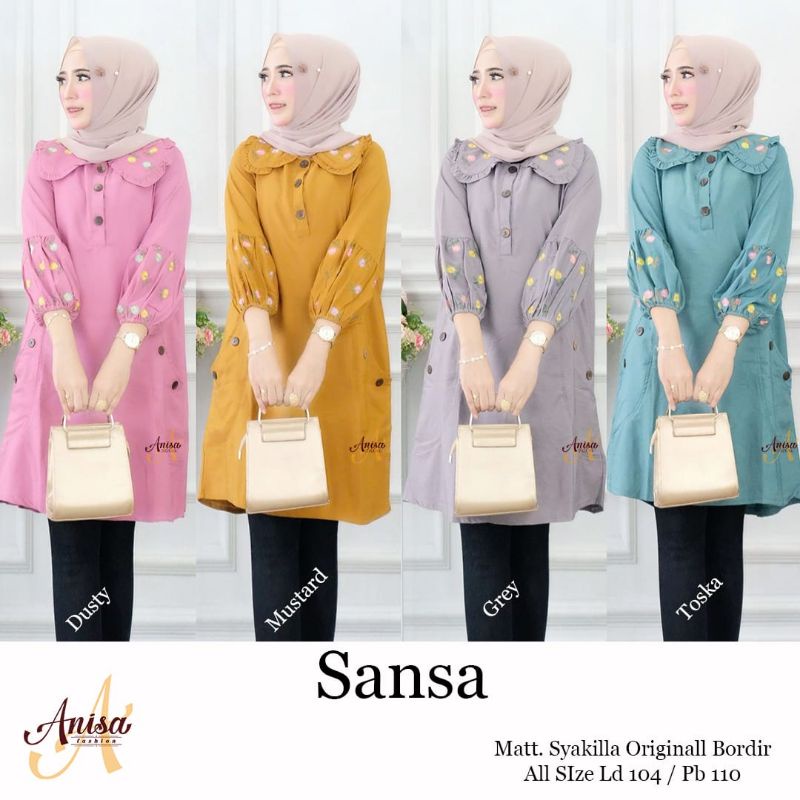 Sansa Tunik Bahan Syakila Ori Bordir