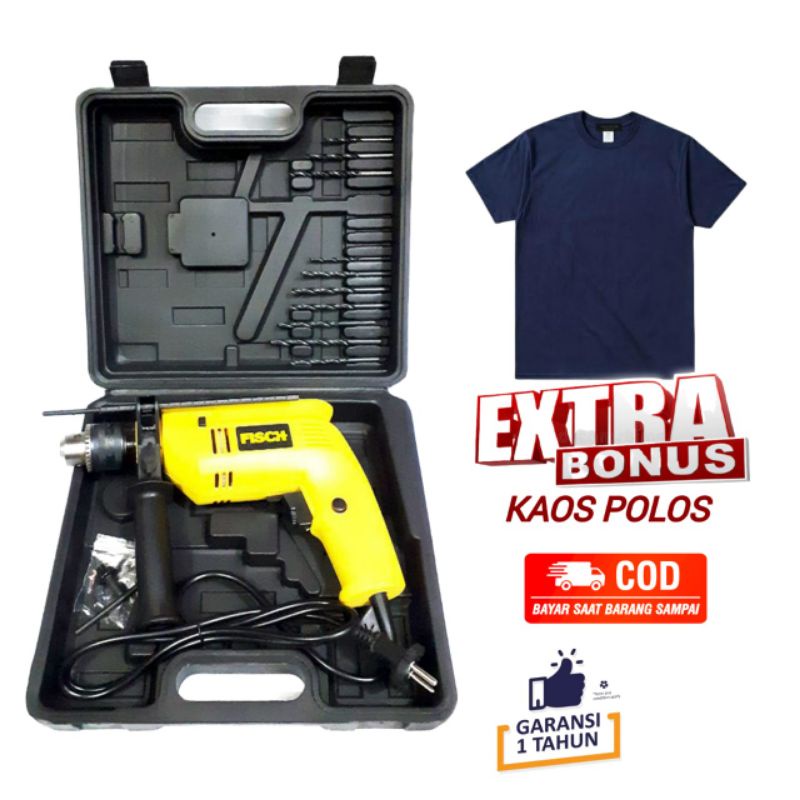Mesin Bor 13mm FISCH SDT 1301 Set Koper Impact Drill Set Fisch SDT 1301 Bor Tembok Beton Fisch