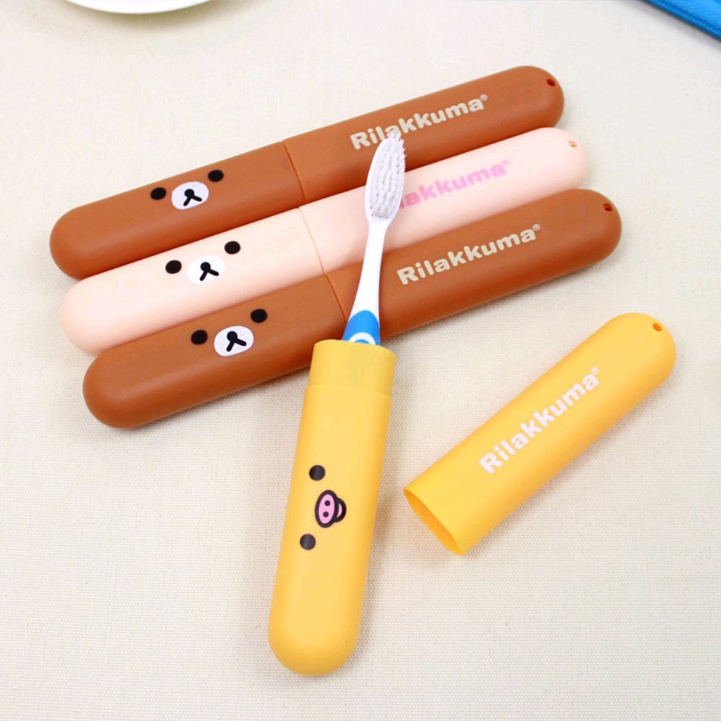 BRGUNIK Kotak Sikat Gigi Motif BeruangTempat Sikat Gigi Portable Travelling Toothbrush Case Rilakuma R777