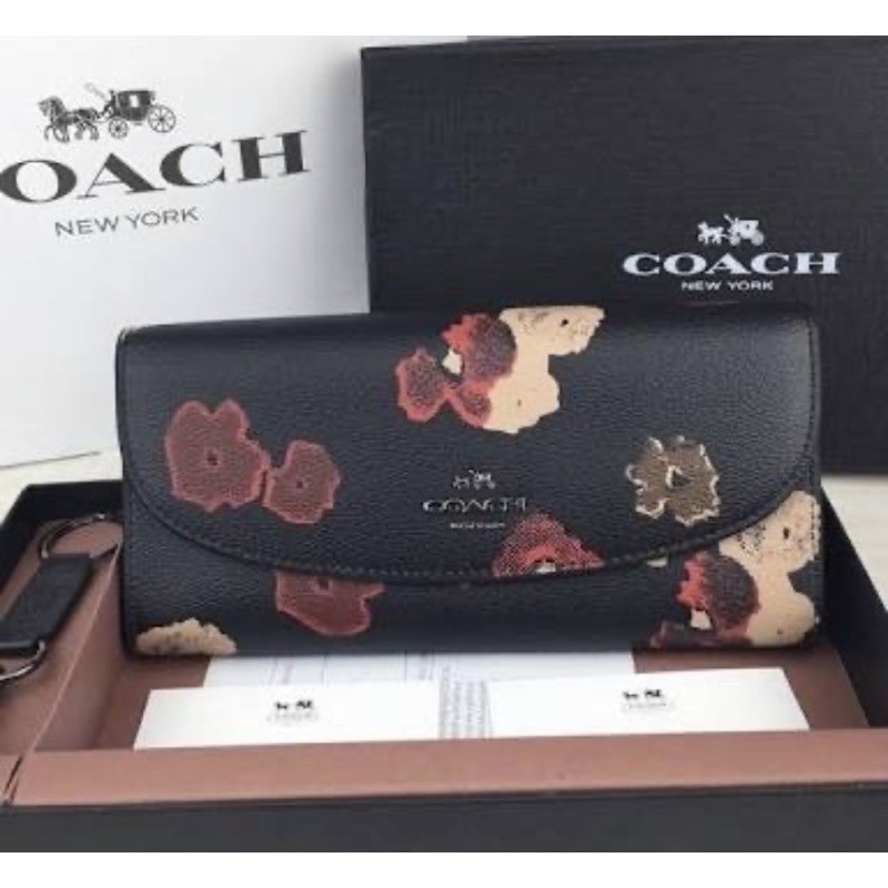 COACH SLIM ENVELOPE WALLET IN HALFTONE FLORAL PRINT COAFTED (F55675)