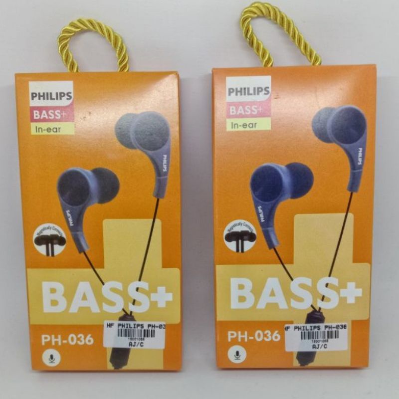 Headset Handsfree Philips Handset Hf Magnet PH-036 / AT-036 Bass+ Original bazzoka