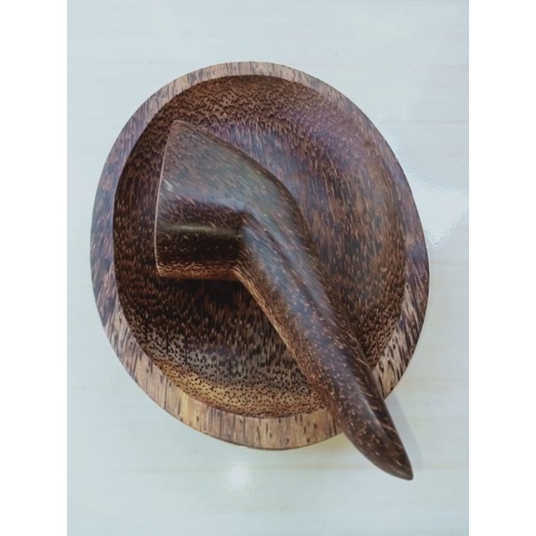 cobek oval+ulekan kayu aren