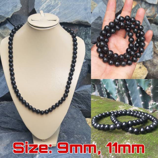 Promo Kalung Natural Black Jade Aceh Model Bulat