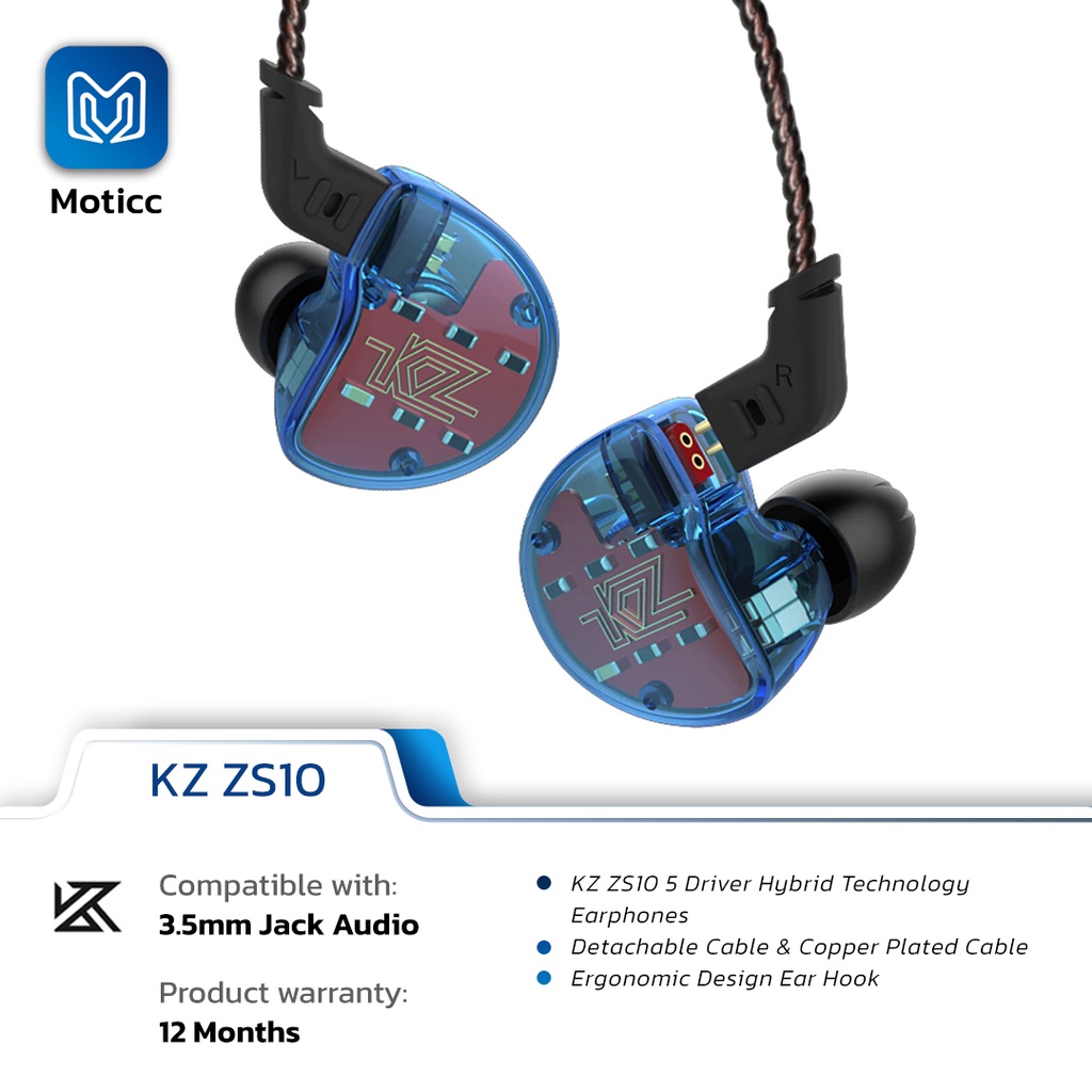 Knowledge Zenith KZ ZS10 With Mic 5 Driver 4BA and 1DD In Ear Earphone