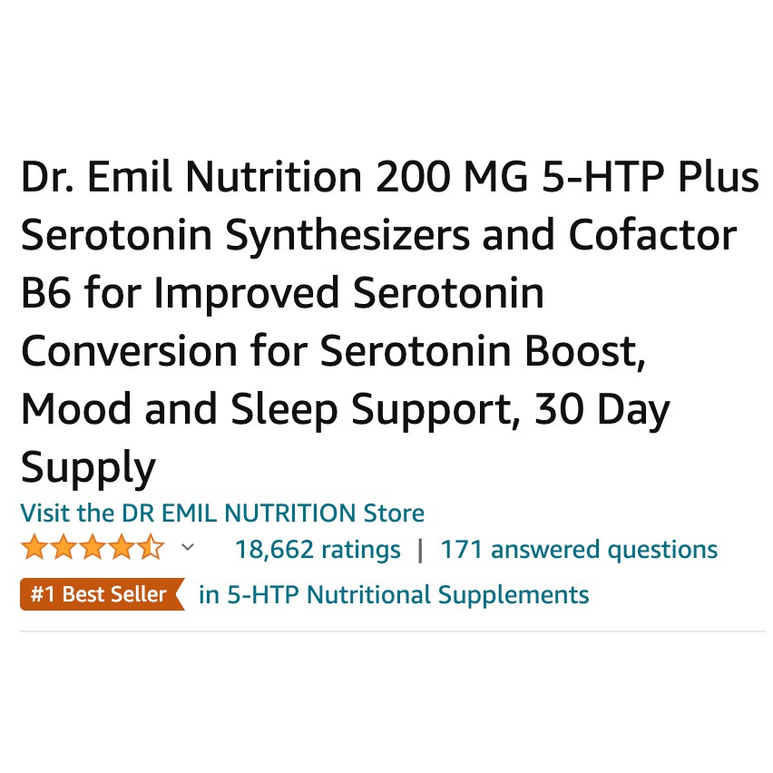 Dr Emil Nutrition 5 HTP 200mg 5-HTP Plus Serotonin Mood Sleep Support Booster