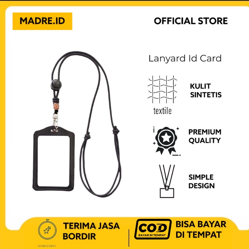 Lanyard ID card paracord gantungan tali nametag kulit