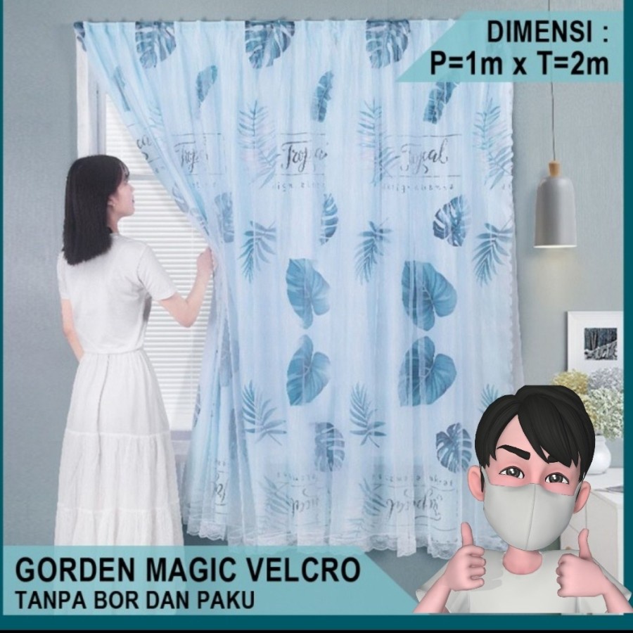 Gorden Magic Velcro Pasang Tanpa Paku Bor Hordeng Tirai Interior Rumah