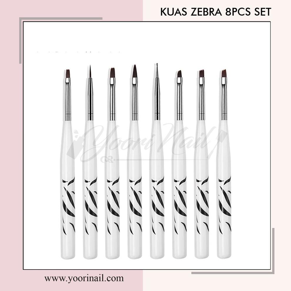 

Kuas zebra brush kuas acrylic kuas gel brush 8pcs set acrylic brush dotting (KODE 7563)