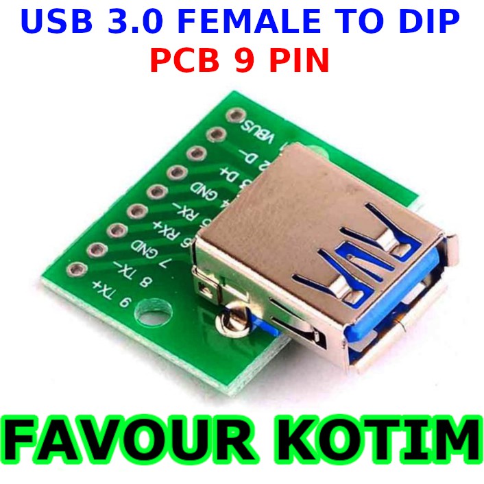 PCB USB SOCKET FEMALE 3.0 TO DIP ADAPTER FVKOTIM