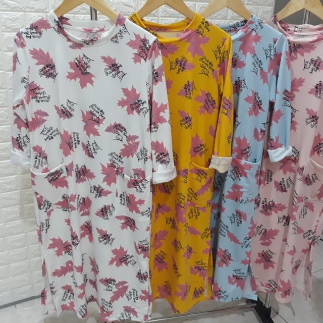 Long Tunik Motif Daun