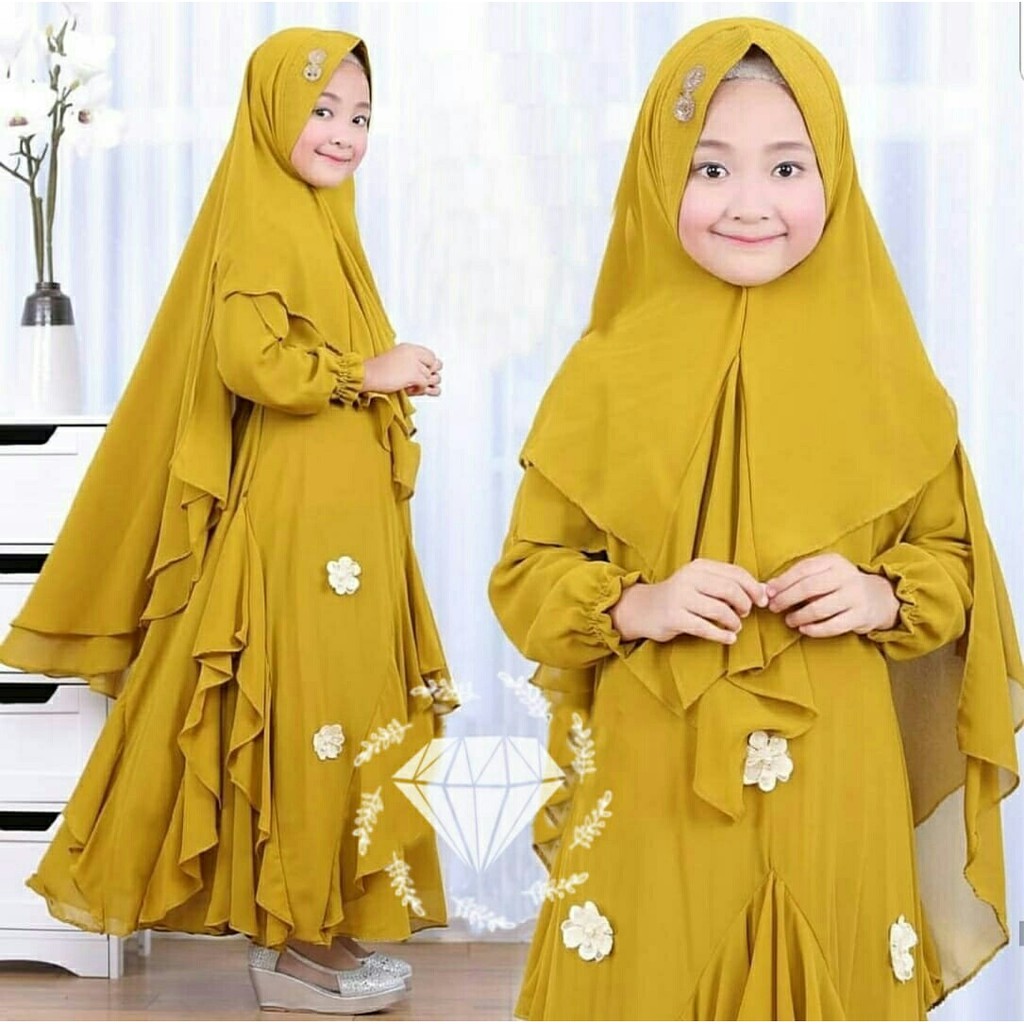 HCL Dress Kaylia &amp; Bergo - Dress Muslim Anak Perempuan