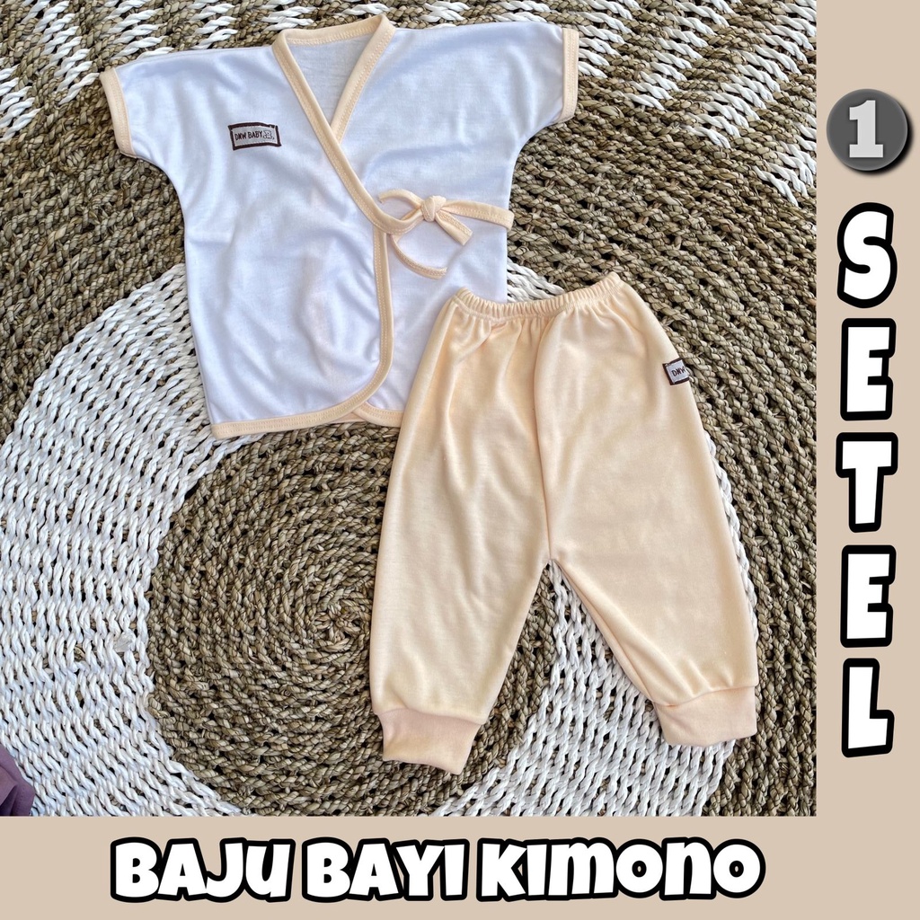 PREMIUM QUALITY 1 Stel Baju Bayi Newborn Kimono Polos Lengan Pendek Asyam Baby