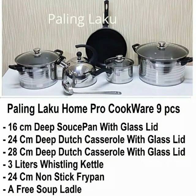 LARIS..Home Pro Cookware Panci Stainless Kettle Fry Pan Non Stick 9