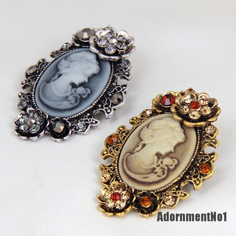 (Adornmentno1) 1pc Bros / Pin Gaya Victoria Motif Cameo Aksen Kristal Untuk Aksesoris Wanita / Pesta Pernikahan