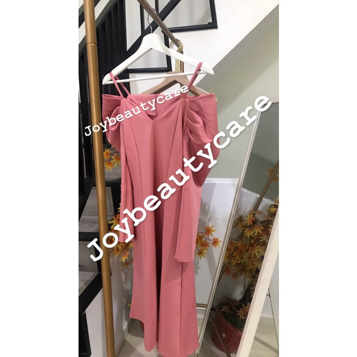 Dress Sabrina Midi Pakaian Wanita #21 Wedding Pesta Acara Dres Hitam - Pink(K5X0) midi dress rayon d