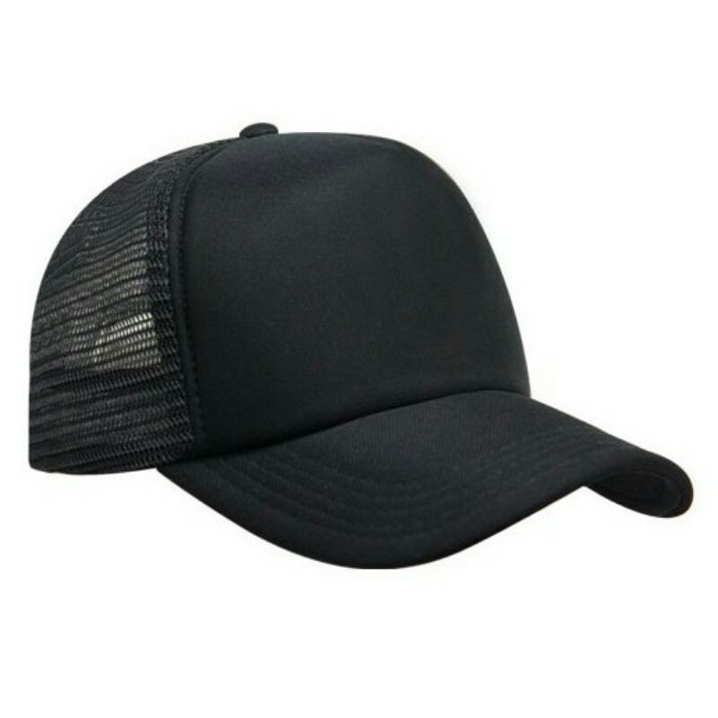 Topi Trucker Dewasa Hitam Polos