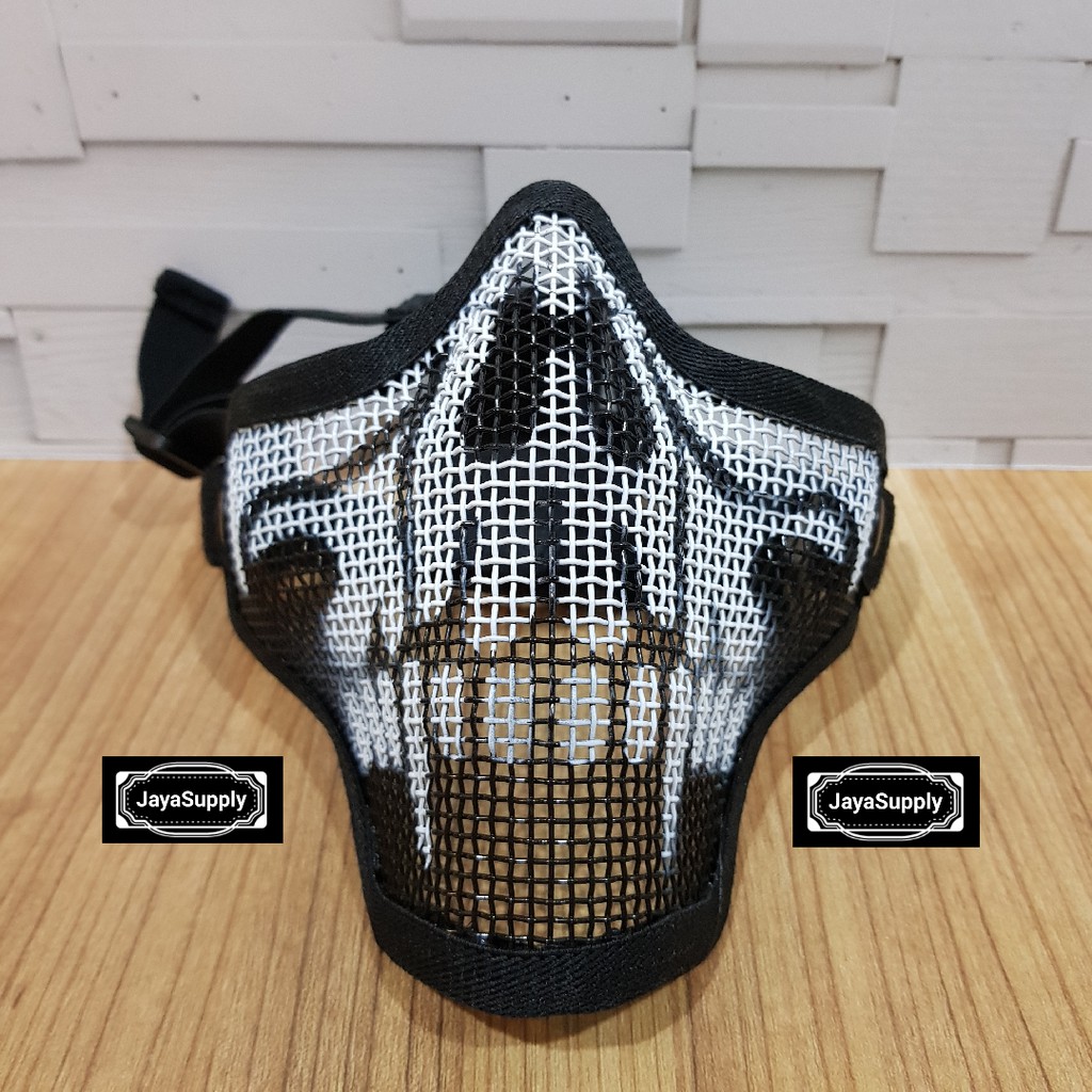 Half Mask Wiremesh v.1 PDW Masker Jaring Tactical Face Airsoft - Skull