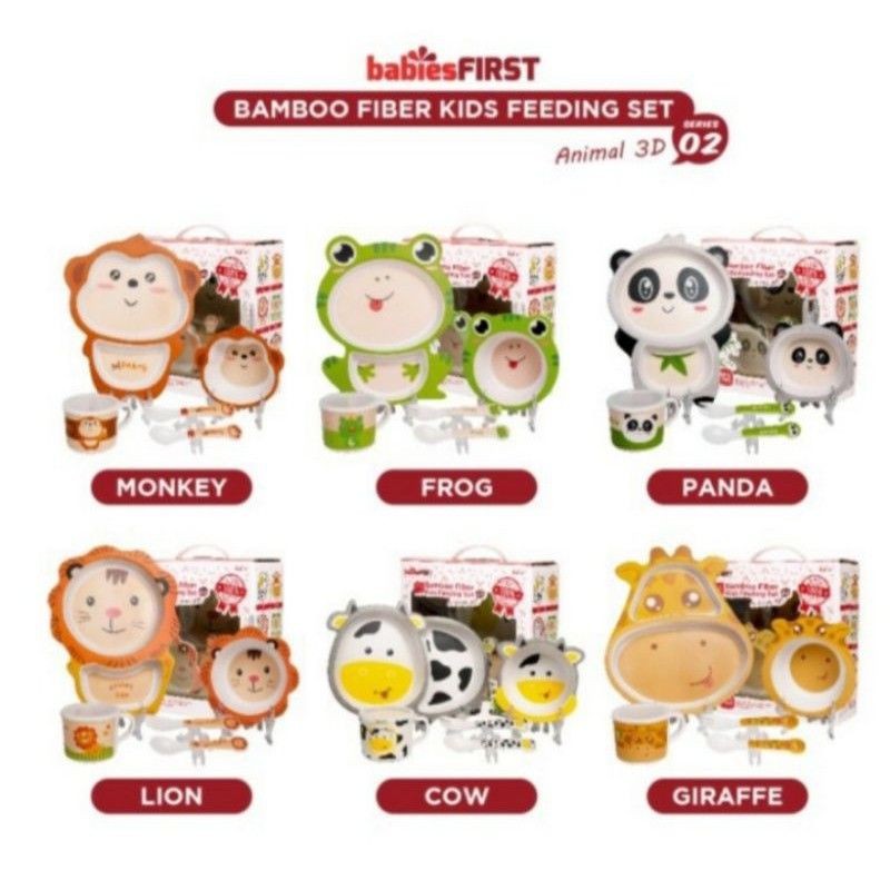 BABIESFIRST Bamboo Fiber Kids Feeding Set Animal 3D Alat Makan Anak