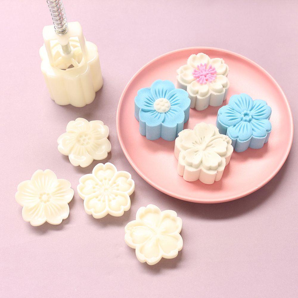 [Elegan] Es Kulit Cetakan Mooncake Bunga Sakura Kacang Hijau Kue Mid-Autumn Festival Moon Cake Cookie Mold Dapur Gadget Baking Aksesoris Tangan Ditekan Cetakan Mooncake