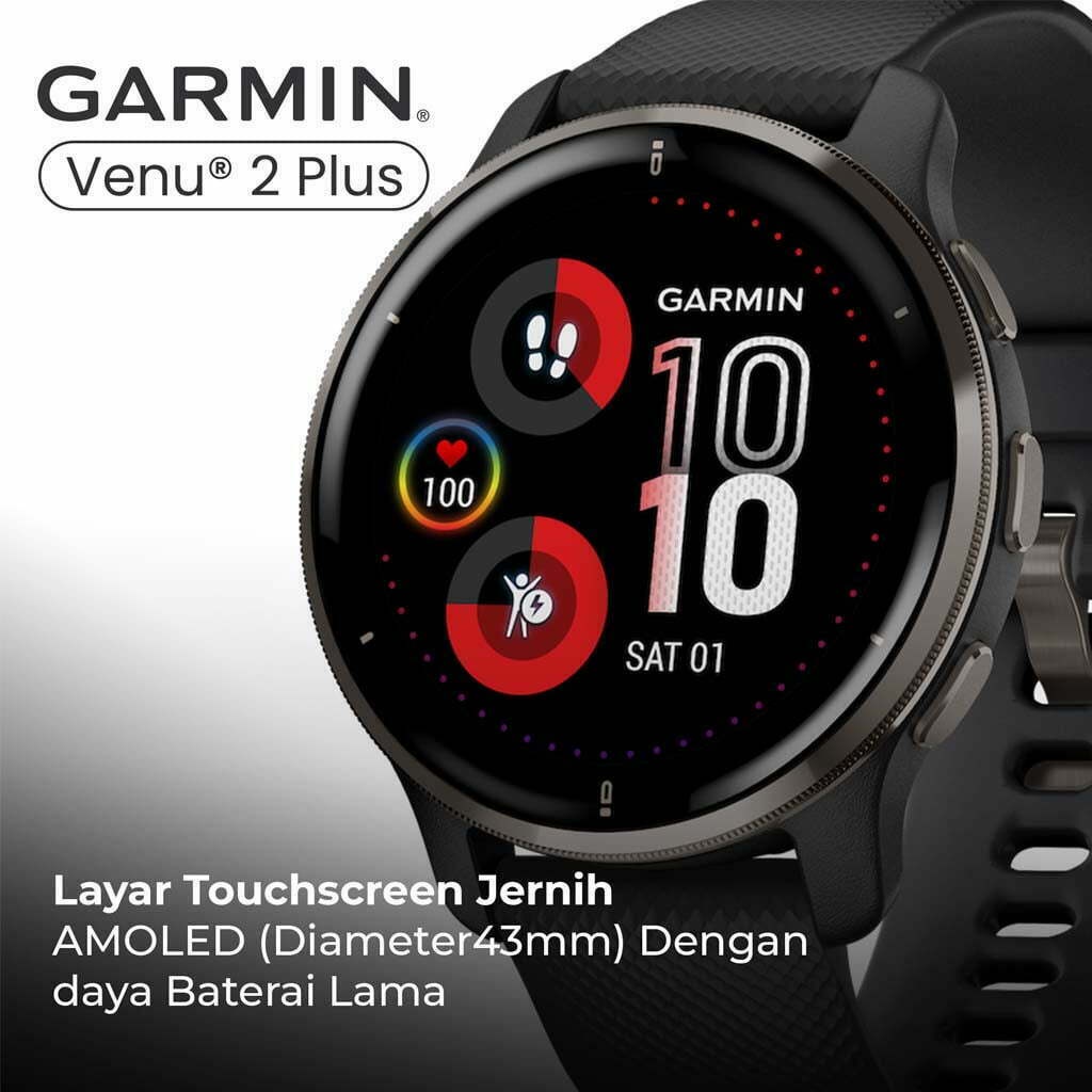 Garmin Venu 2 Plus Stainless Steel Bezel Garansi TAM 2 Tahun