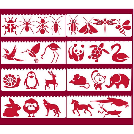 Plastic Stencil 15.5x5.5cm - Cute Animal Theme (8pcs)