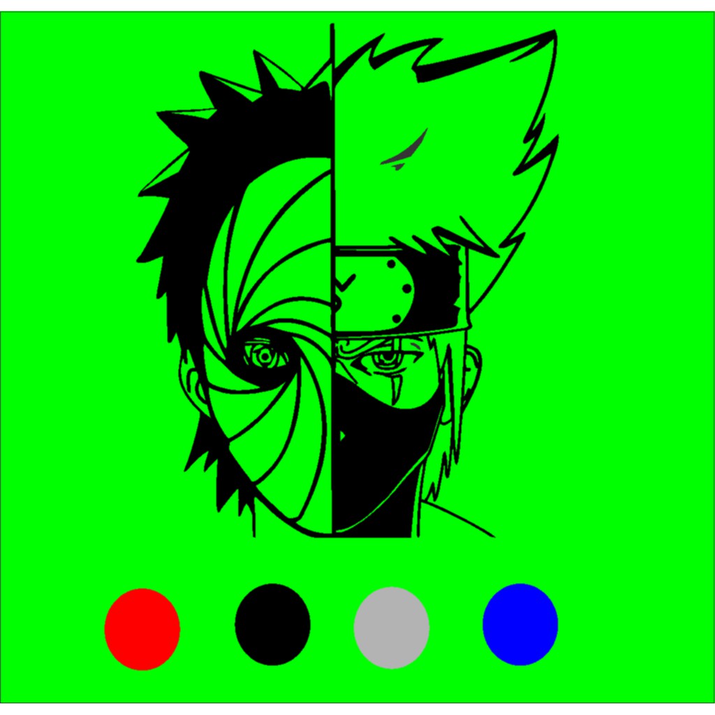 Sticker Cutting Keren Motif Sketsa wajah Kakashi Obito