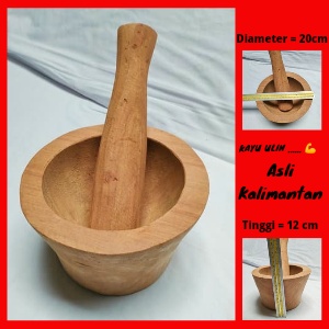 Penumbuk Bumbu Rempah Masak dapur / Lesung / ulekan Dari Kayu Ulin