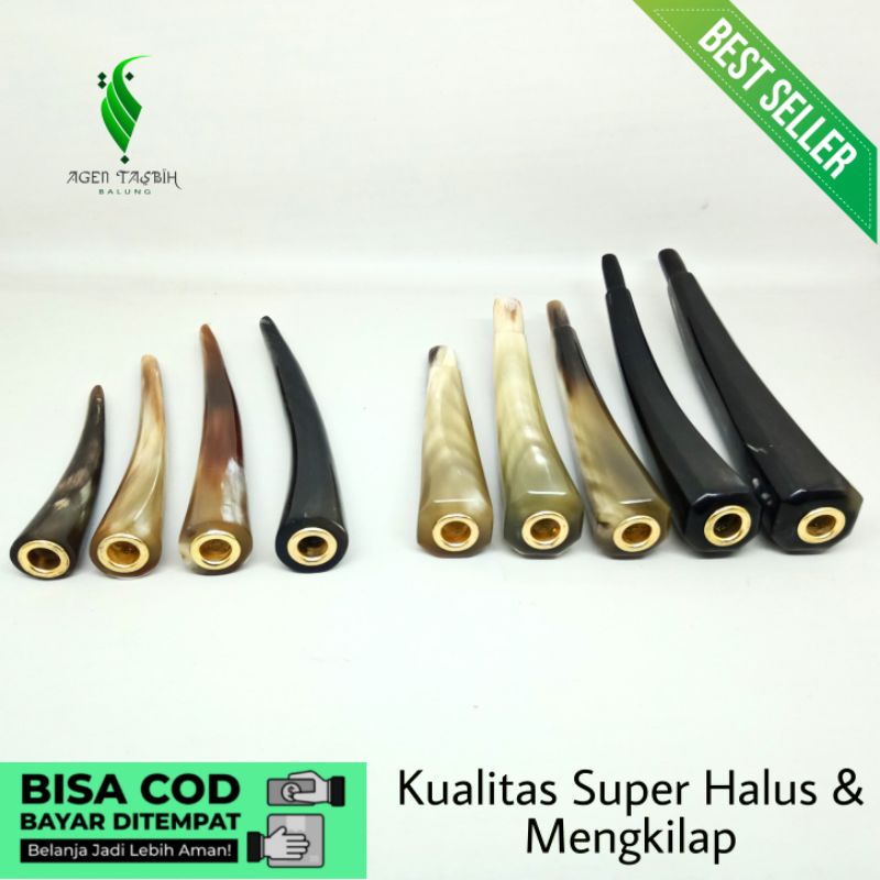 Once Pipa Tanduk Kerbau Kualitas Premium, Halus, Kuat, Mengkilap, Motif Polos Dan Segi 8