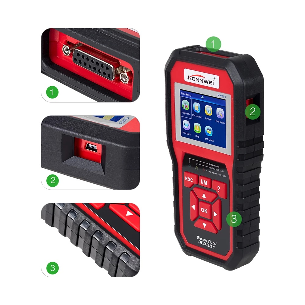 Original KW850 OBD2 CAN BUS Code Reader Scanner Multi-languages Full Function Auto Diagnostic Tool