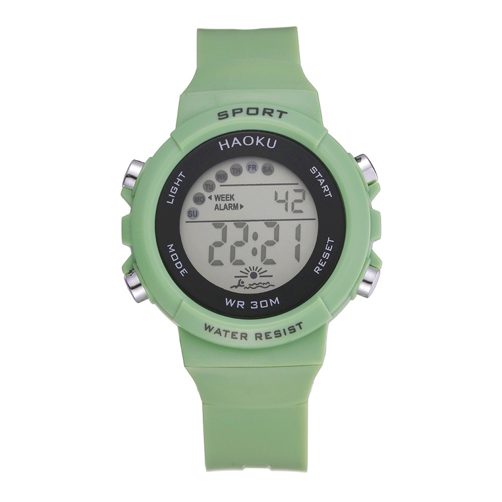 Jam Tangan Sport Digital Rubber Wanita Dan Pria Dial Bulat / Jam Tangan Wanita Digital Strap Rubber-48-6 Hijau